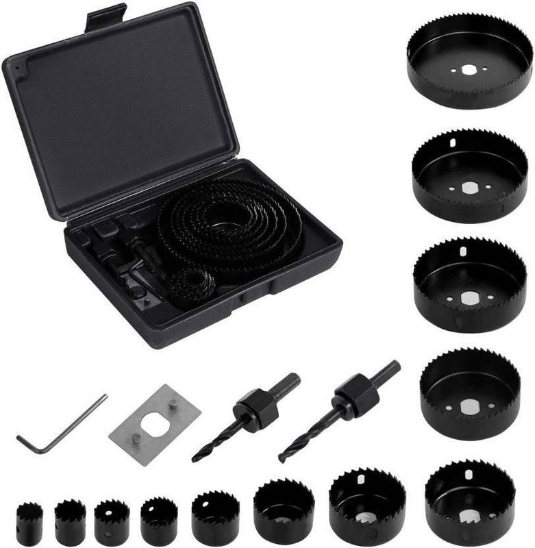 Inditrust 16 Pieces 3/4 inches-5 inches Set in Case with Mandrels 16pc hole saw set kit
