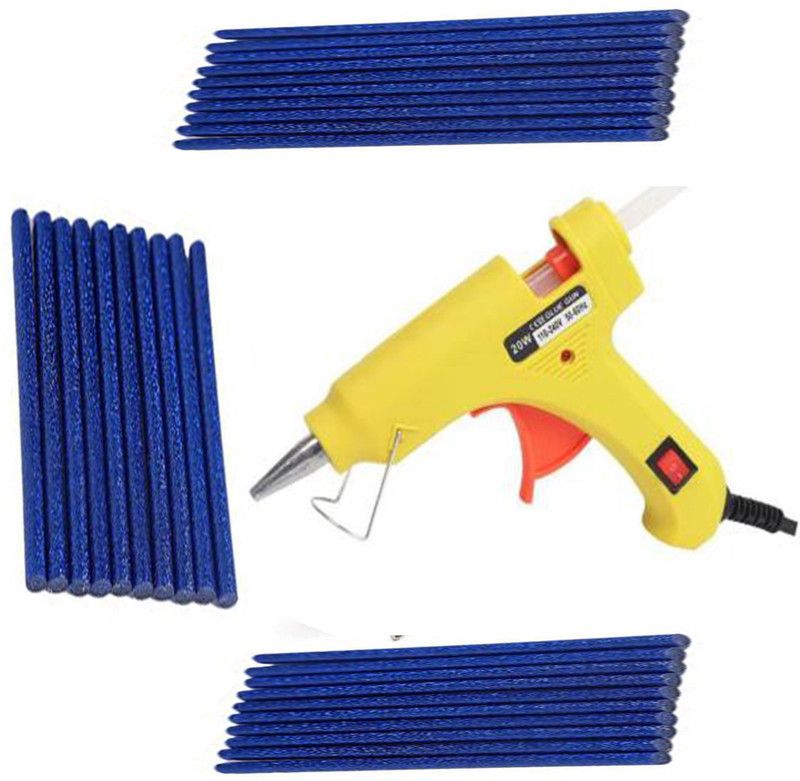 glun iwill Yellow Glue gun with 30 blue glitter stick (leak proof) Standard Temperature Corded Glue Gun  (7 mm)