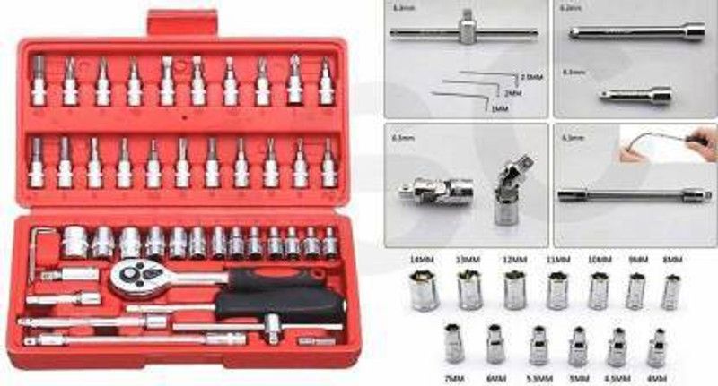 JYORESHA High Quality Pro 46pcs Socket set Ratchet size 1/4-inch Socket Set  (Pack of 1)