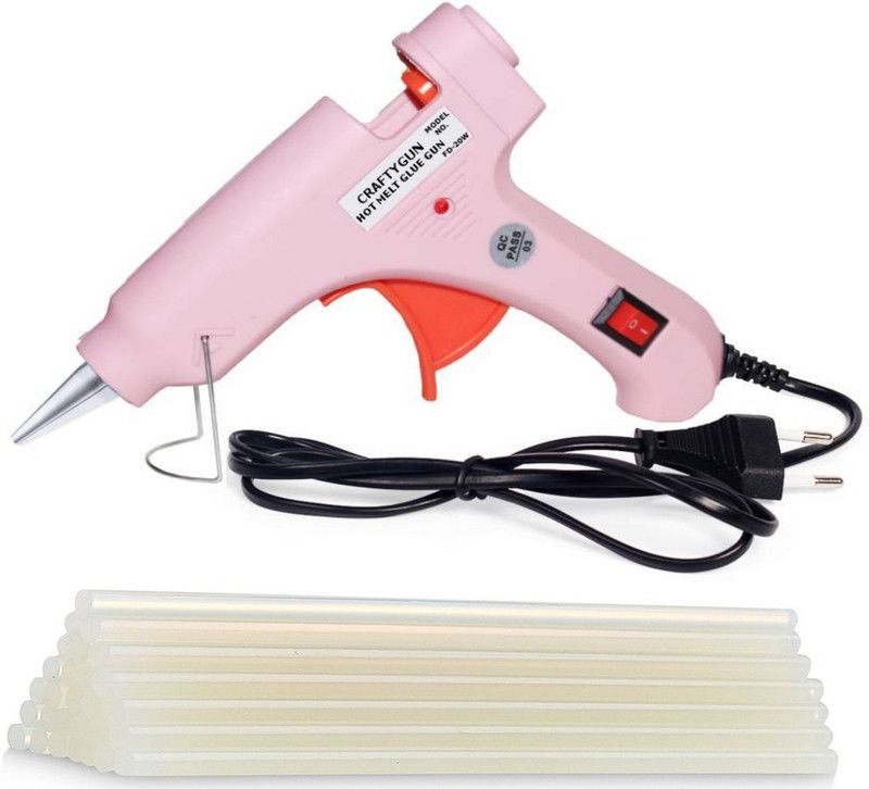 PICKTOOLS PINK MINI 20 WATT - 20 GLUE STICKS OF 7MM SIZE Standard Temperature Corded Glue Gun  (7 mm)