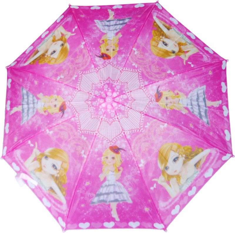 Fiable Creations Doll Heart Print 18" Radius kids Umbrella  (Pink)