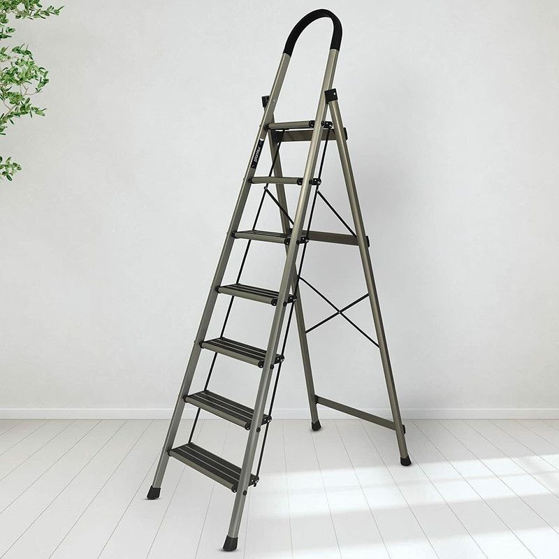 Impulse by Plantex Ladder for Home-Foldable Aluminium 7 Step Ladder-Wide Anti Skid Steps Aluminium Ladder