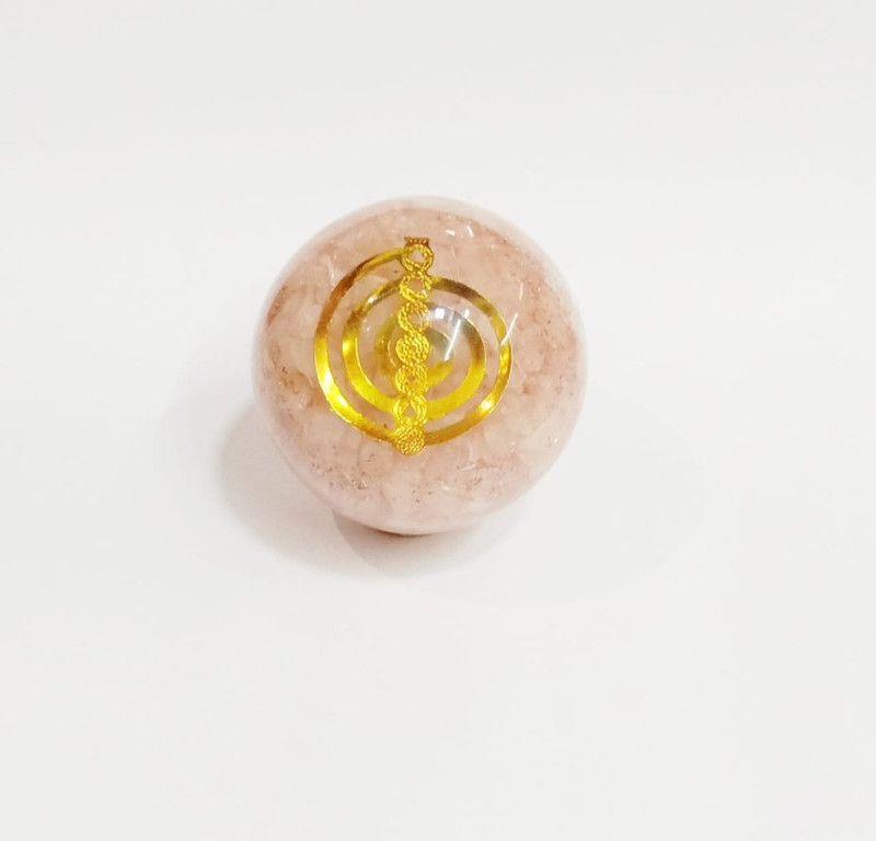 Kesar Zems Rose Quartz Orgonite Ball 60 Mm Energy Sphere With 7 Chakra Symbol Healing Round Crystal Stone for Grid and Aura Cleaning EMF Protection,Vastu Correction & Crystal Healing Stone Ball (Pink 1 Pieces) Regular Oval Rock Stone  (Pink 1 Pieces)