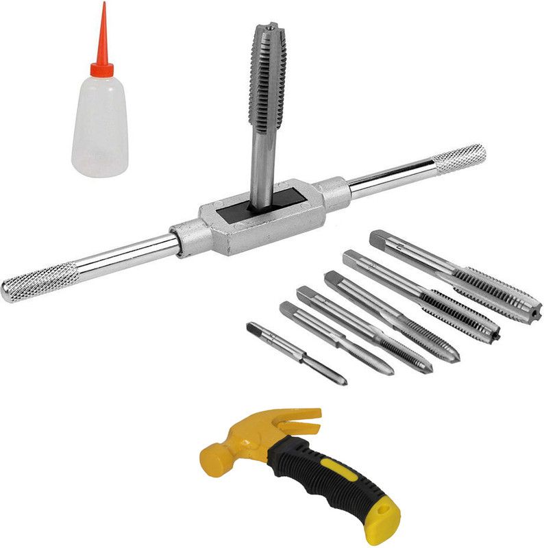 Digital Craft 8Pc Tap Set,Small Hammer,Hand Gloves,Cutting Oil Single Sided Speciality  (Pack of 1)