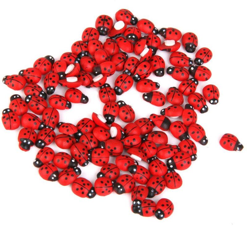 SHAFIRE 100x Miniature Dollhouse Bonsai Craft Garden Landscape Wooden Ladybug Decor Garden Gnome  (Height: 1.5 cm)