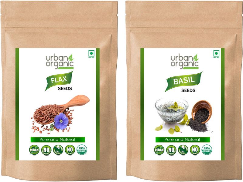 Urban Organic combo of Flax Seed / Basil Seed (RAW seeds) 100 GM Per Pack Seed  (100 per packet)