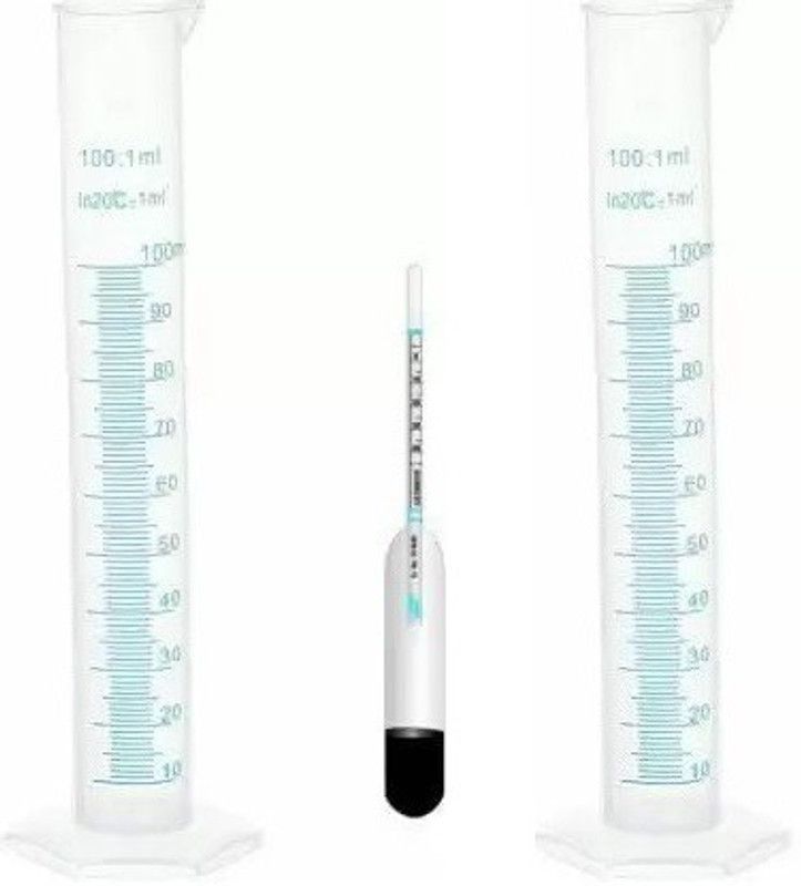 NEXA Measuring Cylinder 100ml (2Pc) With Lacometer For Kitchen Or Lab Purpose (Clear) Hydrometer