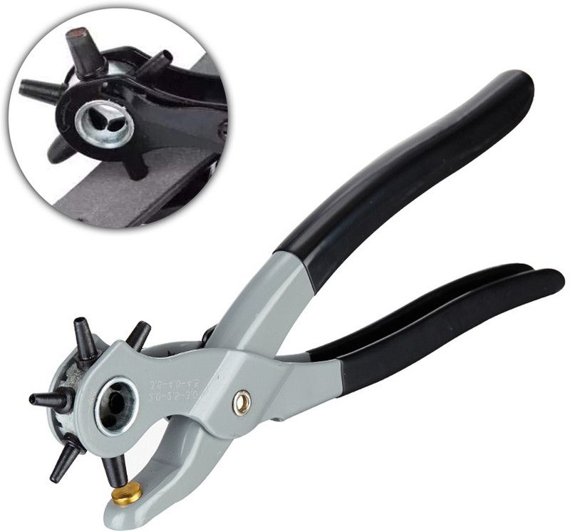 MOODY Metal Punch Plier Multipurpose Revolving 6 size Hole Punch Hand Tool for belt, Punch Plier  (Length : 9.8 inch)