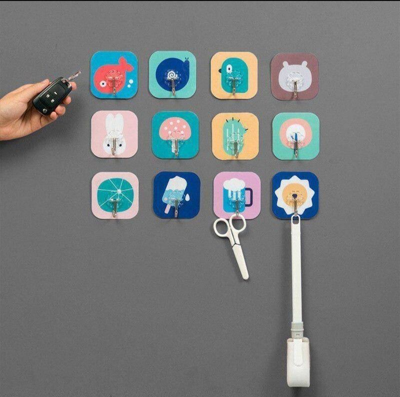 SAI COLLECTIONSX Self Adhesive Walll Hooks Wall Hanger For Home Kitchen Bathroom Pack Of 12 Hook 12  (Pack of 12)