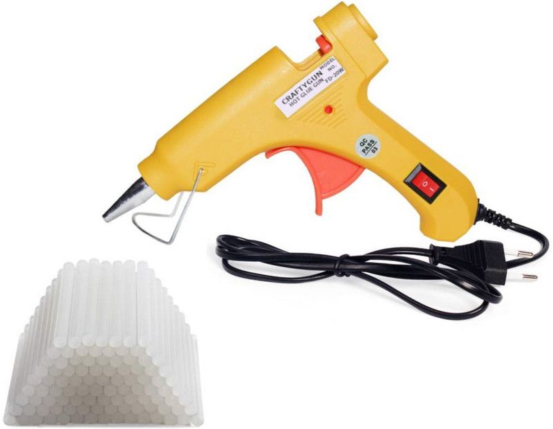 PICKTOOLS YELLOW MINI 20 WATT - 50 GLUE STICKS OF 7MM SIZE Standard Temperature Corded Glue Gun  (7 mm)