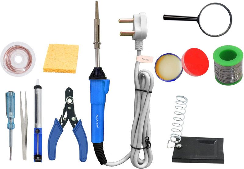 PLANTUM COMBO PACK OF 11 BEGINNER PACK SOLDERING IRON 25 W Simple  (Flat Tip)