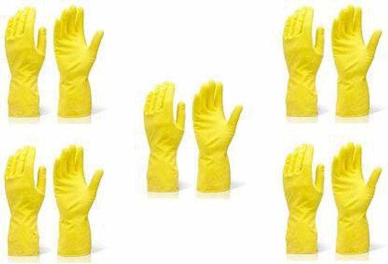 VAAMnational Garden Glove, Gardening Glove, Rubber Gardening Gloves and Cleaning Glove, Cleaning Gloves Reusable Rubber Hand Gloves set of 05 GL- YE Gardening Shoulder Glove