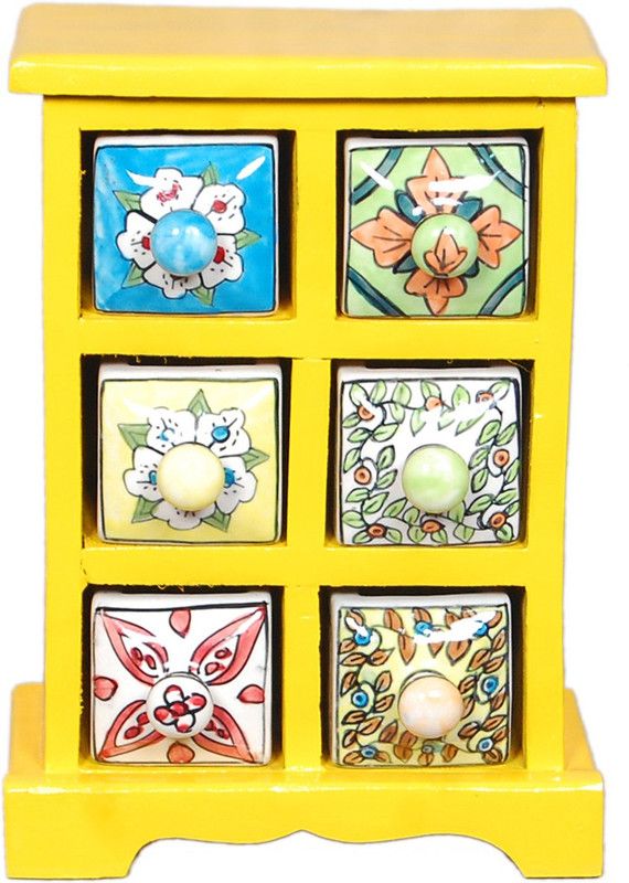 R.Z.HANDICRAFTS Shelf Organizers  (Yellow, Wooden)