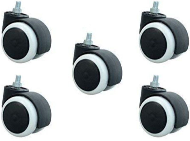Bellveen Threaded Twin Castor Nylon Revolving Chair Wheel (Black) - Set of 5 Appliance Furniture Caster  (Pack of5)