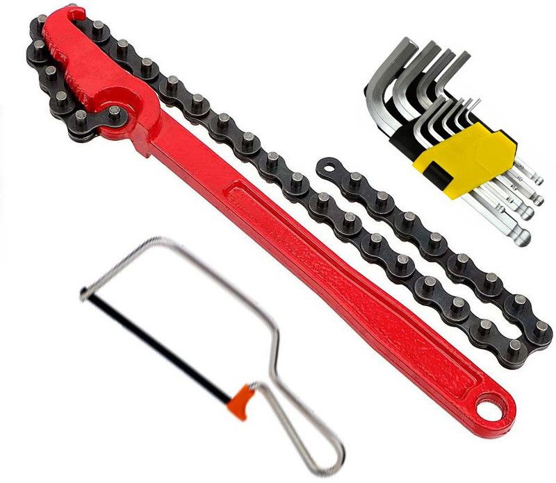 Digital Craft 3Item Oil Filter Key Chain 9"Chain Wrench Mini Hack Saw Hack Allen Key Set Single Sided Speciality  (Pack of 3)