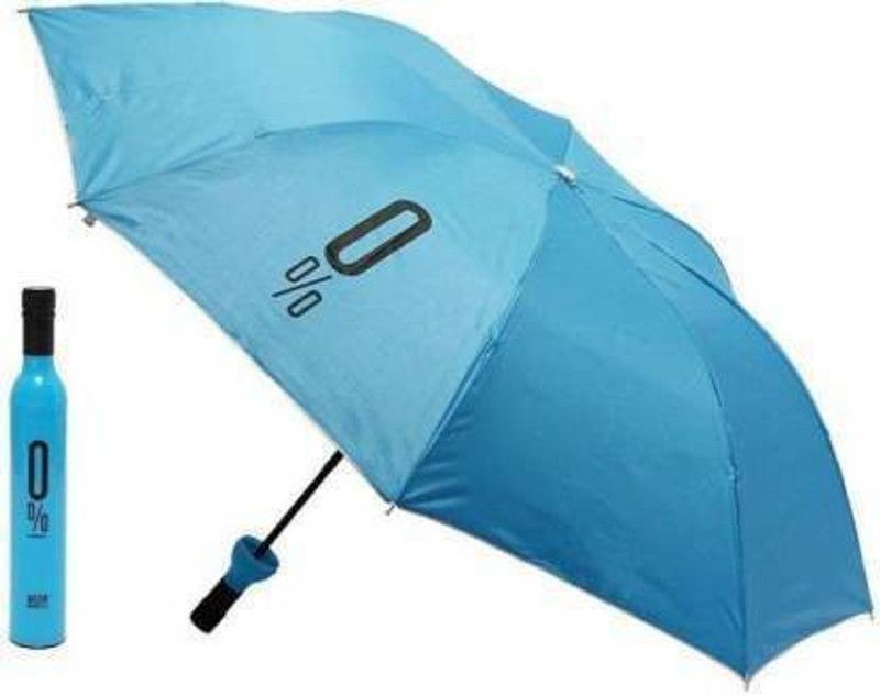RC STORE Newest Windproof Double Layer Umbrella with Bottle Cover Umbrella for UV Protection Umbrella  (Blue)