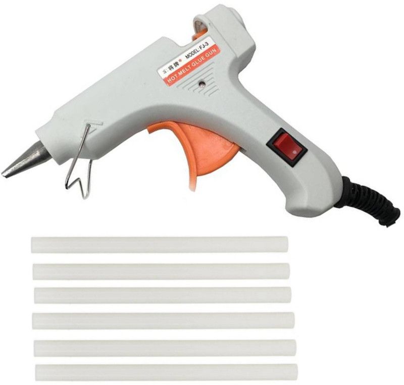 FADMAN WHITE MINI 20 WATT HOT MELT GLUE GUN AND ON OFF SWITCH AND INDICATOR WITH ONLY 6 STICKS Standard Temperature Corded Glue Gun  (7 mm)