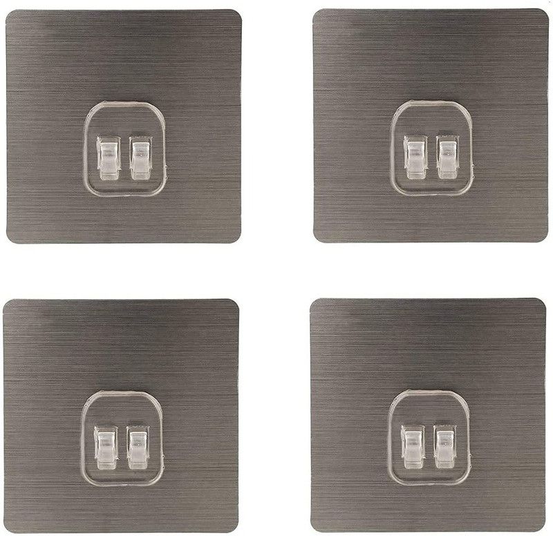 HR ENTERPRISE Magic Adhesive Sticker for bathroom Self Corner Shelves Sticker for hanging 5KG (Max) - Pack of 6 pcs , Silver color Door Hanger