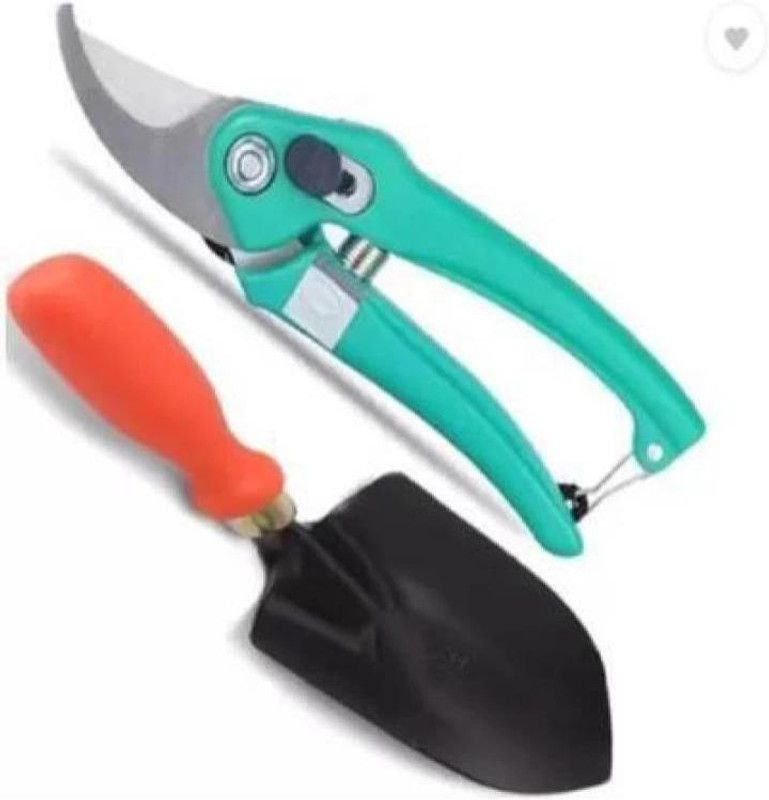 Garden Craft Garden Scissors Pruning Flower Cutter Branch Trimmer Carbon Steel Blade with Lock Set of 1 + Shovel Garden Spade Tools (Multicolor) Garden Tool Kit (2 Tools) Garden Tool Kit  (2 Tools)