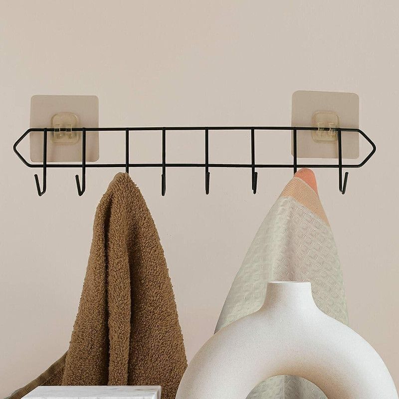 ULTRA CREATION Wall Mounted Holder Hook 8 Pin Metal Bathroom Cloth Hooks Hanger Hook Rail 8  (Pack of 1)