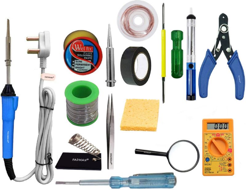 FADMAN Basic Bundle Electric 25W Soldering Iron Kit - Set of 15 25 W Simple  (Flat Tip)