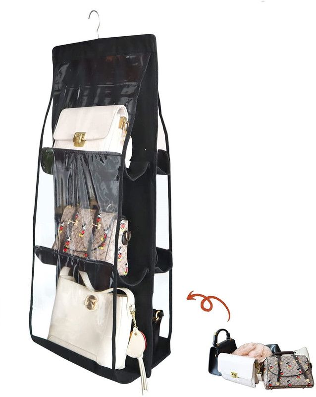 FAB ELLITE Purse Handbag Organizer 6 Pocket Foldable Hanging with Hook Holder for Wardrobe Handbag Organizer, Closet Organizer, Accessories Organizer