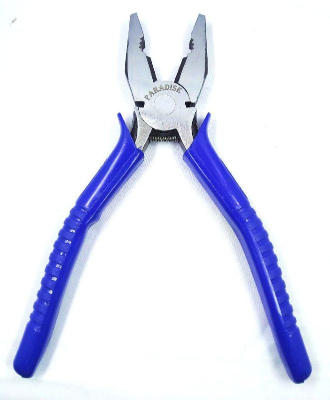 Paradise Tools India Multi Functional Professional Combination Plier with Anti Slip Handle with Spring - Made of Fine Carbon Steel (Blue) Lineman Plier  (Length : 8 inch)