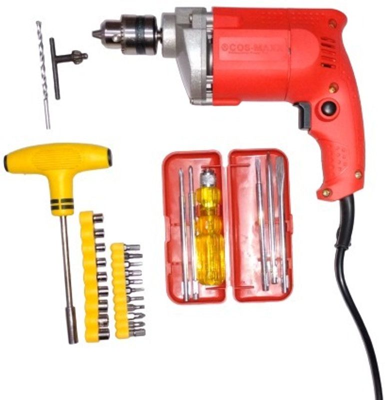 Flymoon 10mm Electric Drill with 6pc s+ T BAR Screwdriver Set &1 Pc Masonary Bit Pistol Grip Drill  (10 mm Chuck Size)
