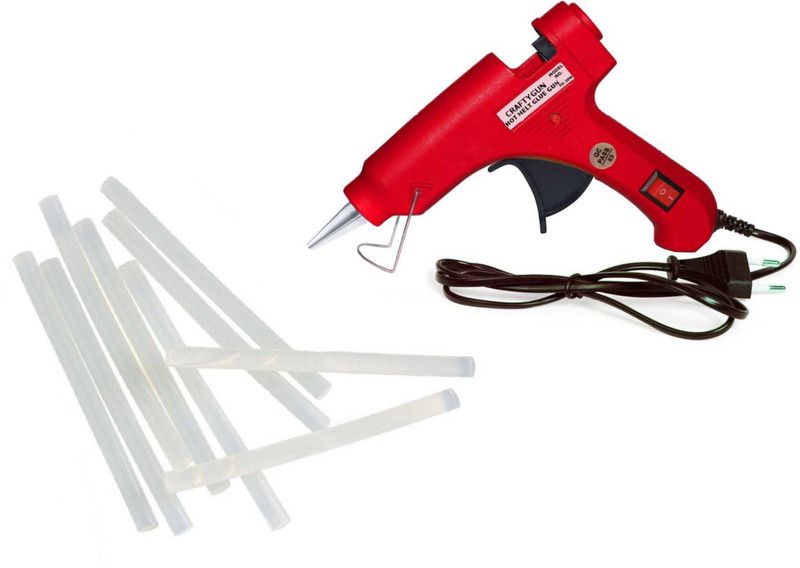 PICKTOOLS RED MINI 20 WATT - 9 GLUE STICKS OF 7MM SIZE Standard Temperature Corded Glue Gun  (7 mm)