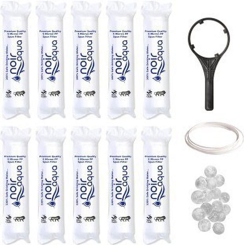 colorsole Noir Aqua 10pcs PP Spun Filter, 1 Spanner, 2mtr 1/4" Food Grade Water Pipe, 4pcs Antiscalant Balls | (... Pleated Filter Cartridge  (0.2, Pack of 1)
