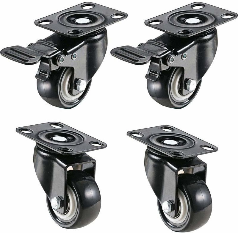 Bellveen Double Wheel with Plate & Break for Office Chair Braking and Locking Furniture Caster  (Pack of4)