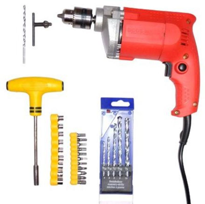 Flymoon 10mm Electric drill Machine & 24pcs Socket set with 1Pc Masonry Drill Bit Pistol Grip Drill  (10 mm Chuck Size)