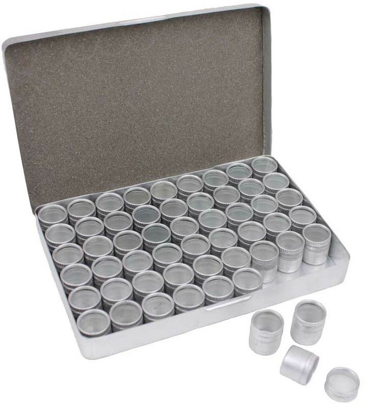 A&S TOOLSHOP Aluminum Storage Box with 54 pieces 18mm Individual Tins with Clear tops Storage Box  (Silver)