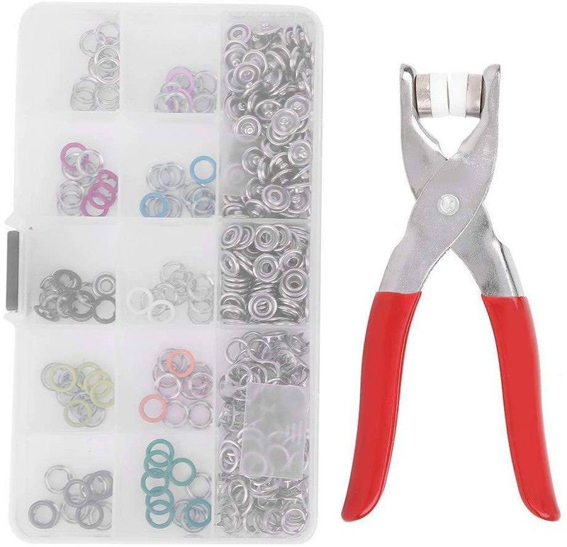 PURCHASE ZONE 100 Pcs Multicolor Rivets Grommet Eyelet Setting Pliers Tool/Cloth Press Button Punch Plier  (Length : 8 inch)