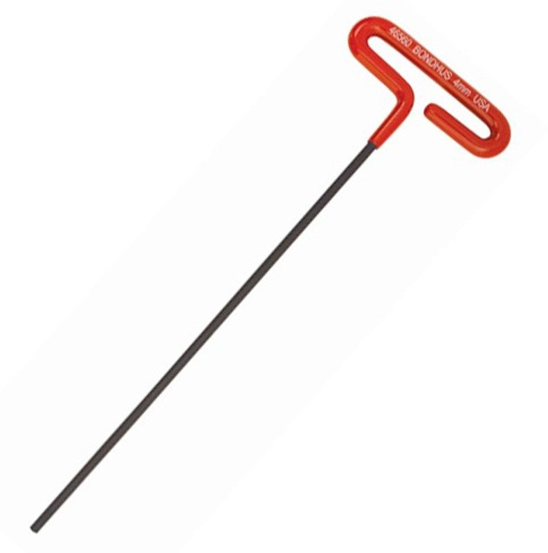 BONDHUS 46560 4mm Loop Hex T-Handle Cushion Grip 9" Allen Key Set