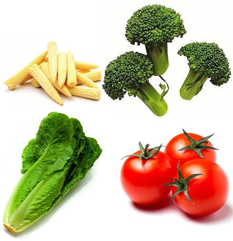 VibeX ® VXL-730 Combo Packing Of 4 Vegetable Seeds: Lettuce Romaine, Broccoli Green Imported, Baby Corn and Tomato Cherry Seed  (100 per packet)