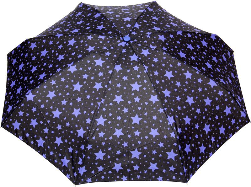 FabSeasons Star Printed Black 5 fold Umbrella for all Seasons Umbrella  (Blue)