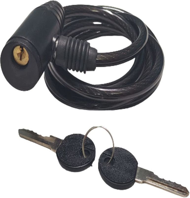 Safety Spiral Bicycle Key Lock Bike Helmet Lock For Cycle Heavy Duty Spiral Lock  (Black)