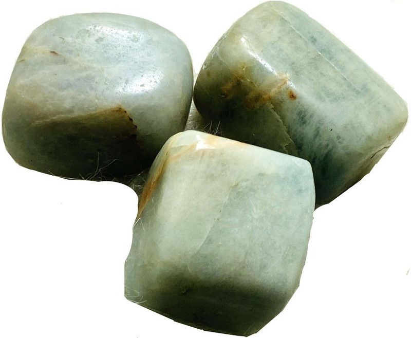 JMRM Aquamarine Natural Healing Crystal Tumble Stone (Blue, 3 Piece) Regular Rectangular Crystal Stone  (Blue 3 Pieces)