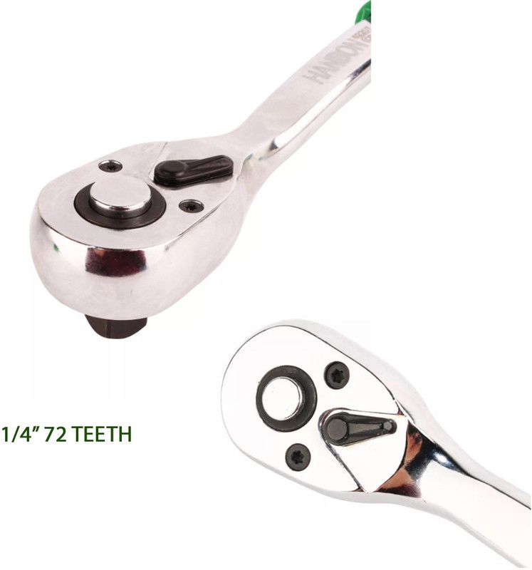 MALFAH ENTERPRISES HANBON 52209 QUICK RELEASE REVERSIBLE RATCHET WRENCH 72 TEETH 1/4" Single Sided Rachet Wrench  (Pack of 1)
