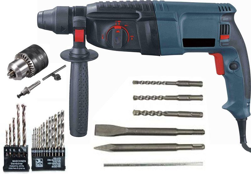 ISC Unique 26mm 4 Functions Electric Rotary Hammer with 5Pcs SDS Bit With 13Pc HSS Drill Bit & 5Pc Masnory Bit 13MM Drill Chuck Impact Drill Machine Power & Hand Tool Kit  (27 Tools)