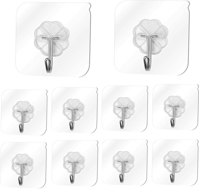 SKYBUCKET Adhesive Wall Mounted Hooks for Home Kitchen Bathroom,Key Hanger Sticker Hook 20  (Pack of 20)