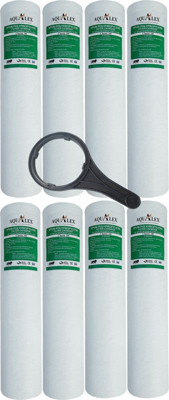 AQUALEX RO, Classic 100, PP SPUN PRE FILTER, 5 micron, 10 inch, Superier Quality , , 8pcs Set + 1pc Spanner, Suitable for Water RO purifier Solid Filter Cartridge  (5, Pack of 9)