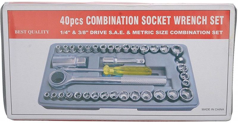 YUV 40 PC SOCKET WRENCH KIT SOCKET WRENCH SET Single Sided Rachet Wrench  (Pack of 40)