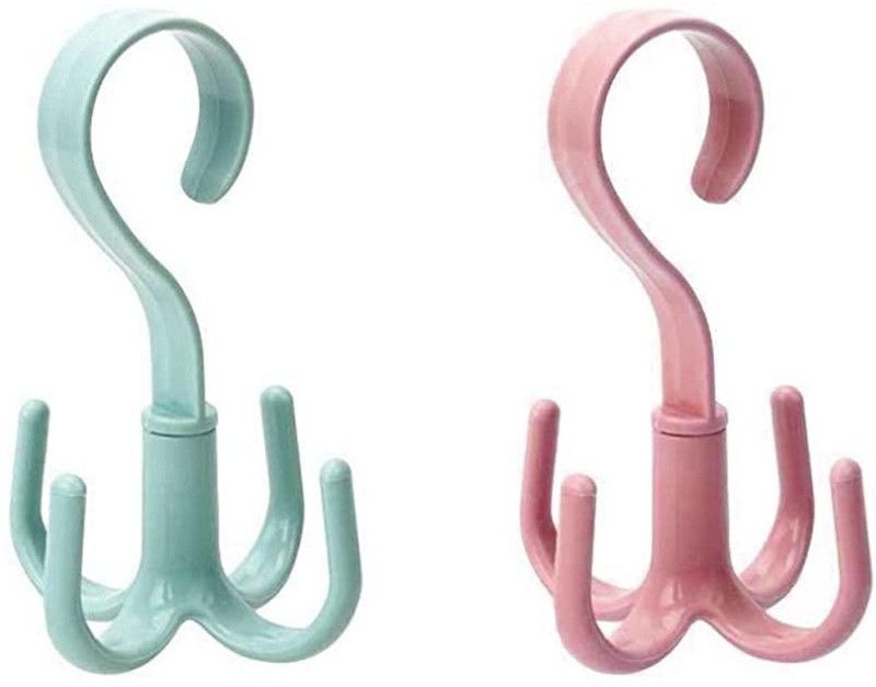 WebDealz Pack of 2 360° rotating space saver multifunctional 9-hole hanger Plastic Pack of 2 Hangers  (Multicolor)