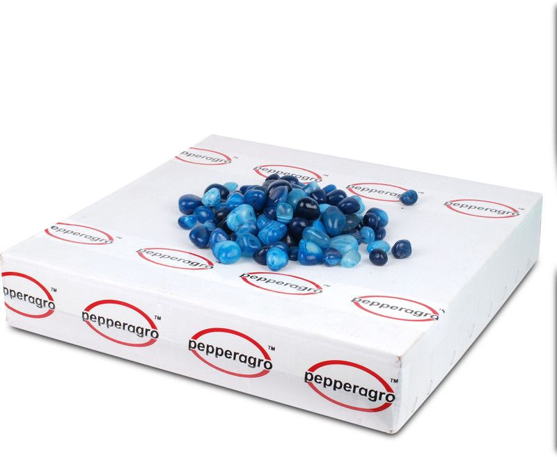 Pepper Agro Pebbles Stones for Decoration / Garden / Table / Aquarium 10 to 15 mm Onyx Blue Pebble, 450 Gram Polished Oval Onyx Pebbles  (Blue 450 g)
