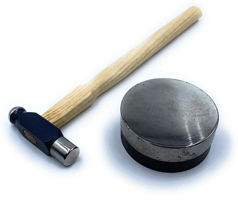 Ceznek Ball-Pein Hammer & Round Anvil with Rubber Base for Jewellery Making, Watchmaking, Beading, Carpentry, Leather Crafting, Metal Workshop, Model Making, Goldsmith, Silversmith, Hobby Craft DIY Ball Peen Hammer  (0.2 kg)