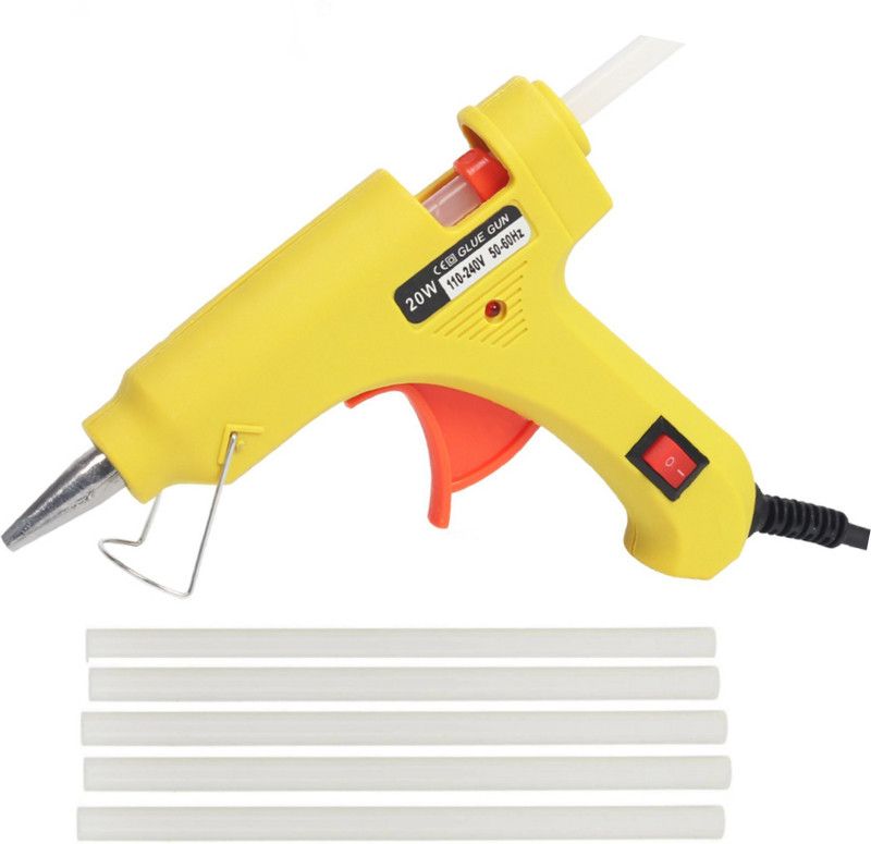 FADMAN YELLOW MINI 20 WATT HOT MELT GLUE GUN AND ON OFF SWITCH AND INDICATOR WITH ONLY 5 STICKS Standard Temperature Corded Glue Gun  (7 mm)