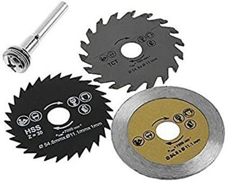 Digital Craft Metal Circular Saw Set with Spindle Attachment Fit to All Types of Rotary Tools and Drill Machine (Black, 1/4 Inch), Set of 3 Blades