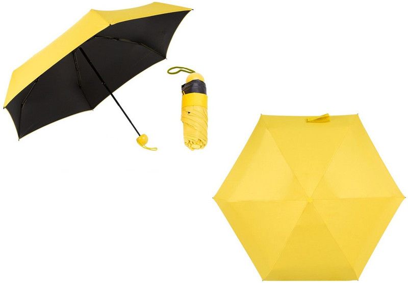 eDUST Ultra Mini UV Coated 4-Fold Travel Capsule Umbrella  (Yellow)